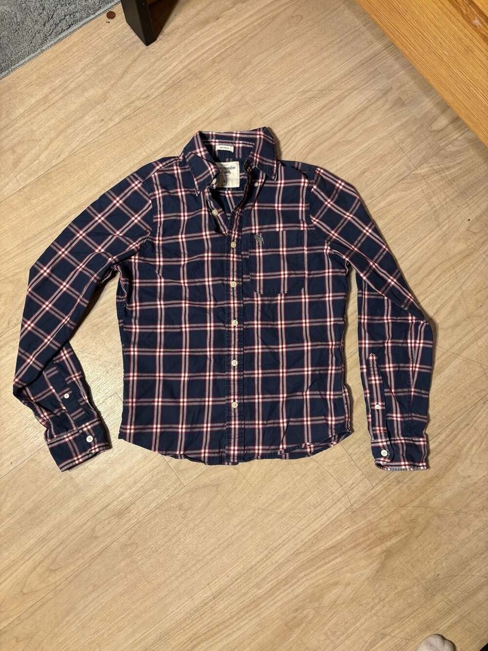 Abercrombie & Fitch Muscle Plaid Long Sleeve Button Down Shirt Size S